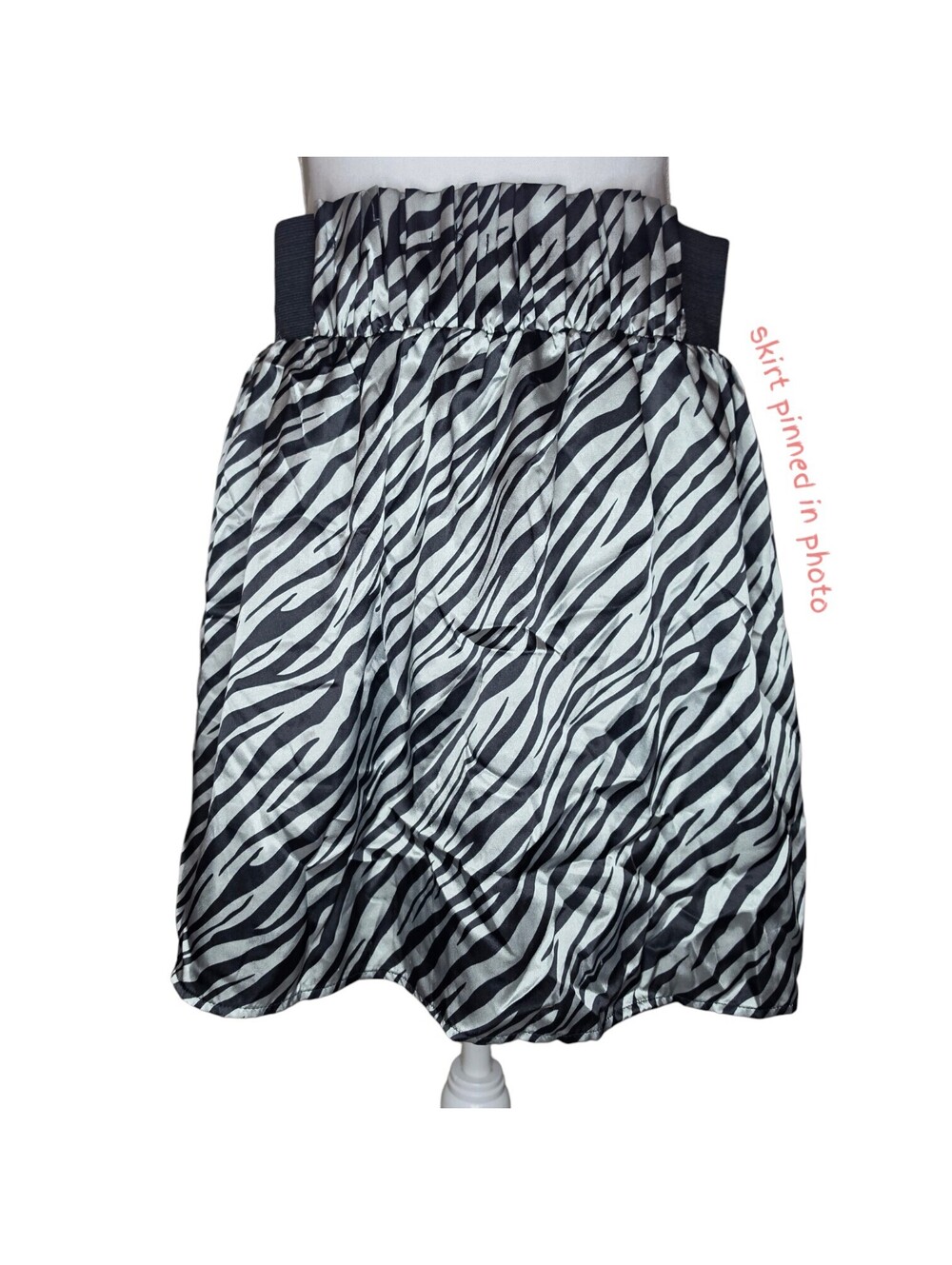 Xhilaration XXL Silver Satin Pleated Skirt Zebra Print Black Y2K Party Mini 90s